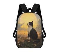 sinyumoney Cat Gazing at The Moon Sac À Dos Scolaire Pour Adolescents, Imprimé En 3D, Ajustable, À Poches Tendance, Pour Enfants, Garçons, Filles, Étudiants Et Adolescents 17inch