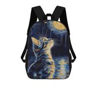 sinyumoney Cat Gazing at The Moon Sac À Dos Scolaire Pour Enfants Imprimé En 3D, Idéal Pour Les Voyages Et Les Livres 17inch