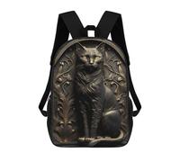 sinyumoney Cat Gold Relief Deco Sacs À Dos 17 Pouces Pour Enfants, Sacs D'école Imprimés En 3D Pour Élèves Du Primaire Et Du Collège, Garçons Et Filles