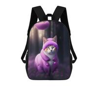 sinyumoney Cat in A Magical Forest Sac À Dos Enfant, Cartable Pour Garçons Et Adolescents, Sac À Dos De Voyage, Sac À Dos Scolaire, Sac À Livres 17inch