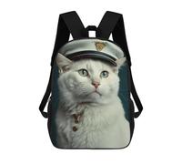 sinyumoney Cat in Captain's Hat Sacs À Dos Scolaires Pour Enfants, Sac D'école Imprimé En 3D Pour Garçons, Élèves Du Primaire Et Du Collège 17inch