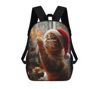 sinyumoney Cat in Santa Hat Sacs À Dos Imprimés En 3D Pour Enfants, Sacs D'école Tendance Pour Garçons, Sacs De Voyage, Sacs Scolaires Pour Élèves Du Primaire 17inch