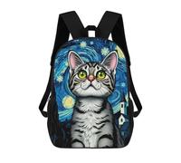 sinyumoney Cat in Starry Night Sac À Dos Scolaire Enfant Tendance Et Décontracté, Sac À Dos Imprimé En 3D Pour Garçon, Grand Sac À Dos 17inch