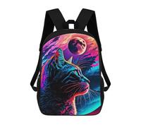 sinyumoney Cat Looking at The Moon Sacs À Dos Scolaires Pour Enfants, Sac D'école Tendance, Sac D'école Imprimé En 3D Pour Garçons, Élèves Du Primaire Et Du Collège 17inch