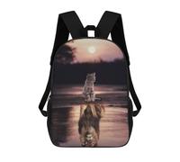 sinyumoney Cat Mirroring Lion's Majesty Sac À Dos Scolaire Pour Filles Et Garçons, Grande Capacité, Léger, Pour Enfants Et Étudiants 17inch