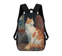 sinyumoney Cat on Red Chair Painting Sac À Dos Imprimé En 3D, Sac D'école Décontracté Et Tendance Pour Enfants, Sac D'école Pour Garçons, Collégiens 17inch
