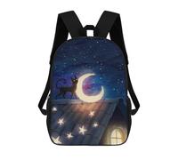 sinyumoney Cat on The Roof Sac À Dos Scolaire Pour Enfants, 43 Cm (17 Pouces), Imprimé En 3D, Pour Garçons, Élèves Du Primaire Et Du Collège