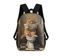 sinyumoney Cat on Toilet Reading Newspaper Sacs À Dos Scolaires Pour Garçons Et Filles, Sacs À Dos Décontractés Pour Le Sport, Sacs À Dos De Grande Capacité Pour L'école Primaire 17inch