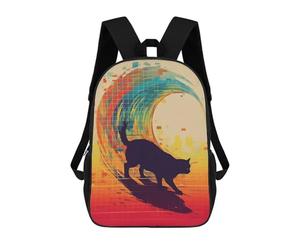 sinyumoney Cat Pixel Wave Sacs À Dos Pour Garçons, Cartables Imprimés En 3D, Sacs À Dos De Voyage Tendance Pour Garçons (primaire, Collège) 17inch
