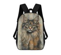 sinyumoney Cat Portrait on Wood Panel Regal Cat Wall Art Sacs À Dos Scolaires Pour Enfants, Sac D'école Imprimé En 3D Pour Garçons, Élèves Du Primaire Et Du Collège 17inch