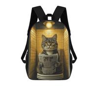 sinyumoney Cat Reading Newspaper on Toilet Sac À Dos Scolaire Imprimé En 3D Pour Enfants, Sac À Dos Garçon/fille, Sac De Voyage Pour Enfants 17inch