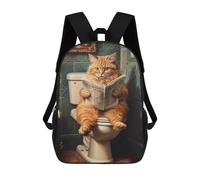 sinyumoney Cat Reading Newspaper on Toilet Sacs À Dos Pour Enfants, Sac À Dos Scolaire Imprimé En 3D Pour Enfants, Sac À Dos De Voyage, Sac À Livres Pour Enfants 17inch Sac D'école