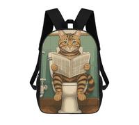 sinyumoney Cat Reading Newspaper on Toilet Sacs À Dos Pour Enfants, Sac À Dos Scolaire, Sac À Dos Imprimé En 3D Pour Enfants, Sac À Dos De Voyage, Sac À Livres, Sac D'école Pour Enfants 17inch