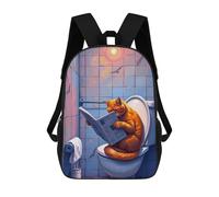 sinyumoney Cat Reading on Bathroom Sac À Dos Imprimé En 3D Pour Enfants, Sac D'école, Sac De Voyage Grande Capacité, Sac À Livres, Sac À Dos Pour Enfants 17inch