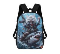 sinyumoney Cat Riding Shark Sac À Dos Scolaire Pour Filles Et Garçons, Sac À Dos Avec Poche, Sac À Dos Tendance Pour Enfants 17inch