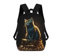 sinyumoney Cat Sitting on Pile Gold Sac À Dos Scolaire, Sac À Dos Pour Garçons Et Adolescents, Cadeau, Sac À Dos Imprimé En 3D, Sac À Dos Scolaire, Sac À Livres 17inch