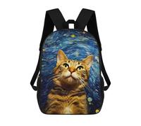 sinyumoney Cat Starry Night Painting Sac À Dos Imprimé En 3D Pour Enfants, Sac D'école, Sac De Voyage Grande Capacité, Sac À Livres, Sac À Dos Pour Enfants 17inch