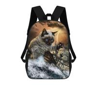 sinyumoney Cat Storms The Seas Sac À Dos Scolaire Imprimé En 3D Pour Enfants, Sac À Dos De Voyage, Sac Tendance Et Décontracté Pour Écoliers 17inch