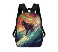 sinyumoney Cat Surfing Sacs À Dos Pour Enfants, Cartables Imprimés En 3D, Sacs À Dos Pour Élèves Du Primaire Et Du Collège, Garçons Et Filles 17inch