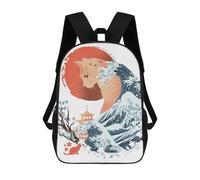 sinyumoney Cat Wave Japanese Sac À Dos Scolaire Imprimé En 3D Pour Enfants, Sac À Dos Garçon/fille, Sac De Voyage Pour Enfants 17inch