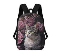 sinyumoney Cat with Cherry Blossoms Sac À Dos Scolaire Pour Enfants, Sac À Dos De Voyage Décontracté, Grand Sac À Dos Pour Garçons Et Filles 17inch