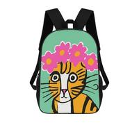 sinyumoney Cat with Flower Crown On Sacs À Dos Pour Enfants, Sac À Dos Scolaire Imprimé En 3D Pour Enfants, Sac À Dos De Voyage, Sac À Livres Pour Enfants 17inch Sac D'école