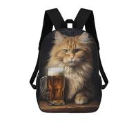 sinyumoney Cat with His Beer in Pub Sac À Dos, Cartable Imprimé En 3D, Sac À Goûter, Sac À Dos De Voyage, Sac À Dos Entre Amis, Sac À Dos Scolaire Pour Filles Et Garçons 17inch