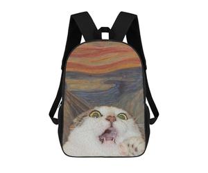 sinyumoney Cat's Emotional Painting Sac À Dos Scolaire Pour Enfants 17 Pouces, Sac À Dos Décontracté Pour Les Voyages, Grand Sac À Dos De Jour Pour Garçons Et Filles 17inch