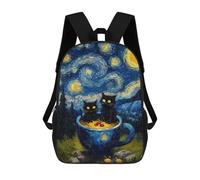 sinyumoney Cats in A Cup Starry Night Sacs À Dos Imprimés En 3D Pour Enfants, Sacs D'école Tendance Pour Garçons, Élèves Du Primaire Et Du Collège 17inch