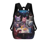 sinyumoney Cats in Space A Cosmic Gathering Sac À Dos En Peluche À Motif Dessin Animé, Sac À Dos 3D Pour Enfants, Idée Cadeau D'anniversaire Pour Garçons Et Filles 17inch