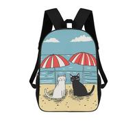 sinyumoney Cats Love Tropical Beach Sacs À Dos 17 Pouces Pour Enfants, Sacs D'école Imprimés En 3D Pour Élèves Du Primaire Et Du Collège, Garçons Et Filles