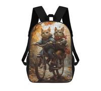 sinyumoney Cats Riding Bicycle Autumn Scene Sacs À Dos 17 Pouces Pour Enfants, Sacs D'école Imprimés En 3D Pour Élèves Du Primaire Et Du Collège, Garçons Et Filles