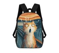 sinyumoney Cat's Scream Painting Sac À Dos Scolaire Imprimé En 3D Pour Enfants, Sac À Dos De Voyage Tendance Et Décontracté Pour Écoliers 17inch