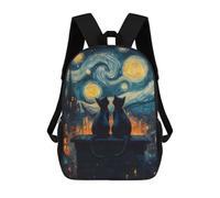 sinyumoney Cats Under Starry Night Sacs À Dos Pour Enfants 17inch Sac À Dos Scolaire, Sac Imprimé En 3D, Cartable Pour Enfants, Sac De Voyage, Sac À Dos Garçon Fille, Sac D'école Pour Enfants