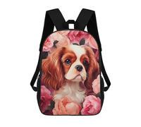 sinyumoney Cavalier King Charles Spaniel in Roses Sacs À Dos Imprimés En 3D Pour Enfants, Sacs D'école Tendance Pour Garçons, Sacs De Voyage, Sacs Scolaires Pour Élèves Du Primaire 17inch