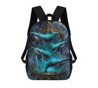 sinyumoney Celestial Whales in Golden Cage Sac À Dos Enfant Fille 3D, Sac D'école, Sac À Dos Pour Tout-petits, Sac À Dos Décontracté, Sac À Livres Tendance 17inch