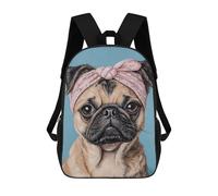sinyumoney Charming Pug with Pink Bandana Sacs À Dos Pour Enfants, Sac À Dos Scolaire Imprimé En 3D Pour Enfants, Sac À Dos De Voyage, Sac À Livres Pour Enfants 17inch Sac D'école