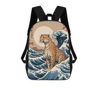 sinyumoney Cheetah Great Wave Sacs À Dos Scolaires Pour Enfants, Sac D'école Imprimé En 3D Pour Garçons, Élèves Du Primaire Et Du Collège 17inch