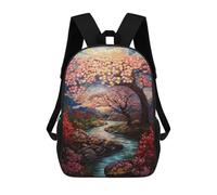 sinyumoney Cherry Blossom Garden Mosaic Sac À Dos Scolaire Pour Enfants, Imprimé En 3D, Pour Garçons, Élèves Du Primaire Et Du Collège 17inch