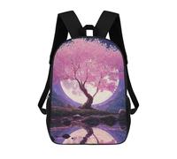sinyumoney Cherry Blossom Moon Reflection-4 Sac À Dos Scolaire Pour Enfants 17 Pouces, Sac À Dos Décontracté Pour Les Voyages, Grand Sac À Dos De Jour Pour Garçons Et Filles 17inch