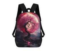 sinyumoney Cherry Blossom Moonlight Sac À Dos Avec Poche, Sacs À Dos Imprimés En 3D, Sacs De Voyage, Sacs À Livres, Sacs D'école Pour Enfants 17inch