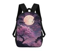 sinyumoney Cherry Blossom Moonlit Walk Sacs À Dos Tendance Imprimés En 3D 17inch Sac D'école Décontracté Pour Enfants, Garçons, Élèves Du Primaire Et Du Collège