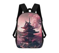 sinyumoney Cherry Blossom Pagoda Scene Sac À Dos Scolaire Imprimé En 3D Pour Garçons Et Filles, Sac À Dos Pour Enfants, Sac De Voyage 17inch
