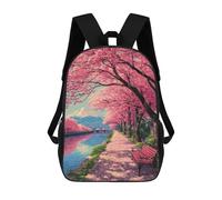 sinyumoney Cherry Blossom Pathway Scene-7 Sacs À Dos, Sac À Dos Enfant, Sac D'école, Sac À Dos De Voyage Imprimé En 3D, Accessoire De Mode, Sac À Dos Imperméable Pour Enfants 17inch