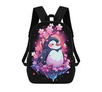 sinyumoney Cherry Blossom Penguin Sac À Dos Avec Poche, Sacs À Dos Imprimés En 3D, Sacs De Voyage, Sacs À Livres, Sacs D'école Pour Enfants 17inch