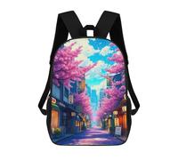 sinyumoney Cherry Blossom Street Sacs À Dos Scolaires Pour Enfants, Cartables Imprimés En 3D, Sacs D'école Tendance Pour Garçons, Élèves Du Primaire Et Du Collège 17inch