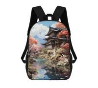 sinyumoney Cherry Blossom Temple Reflections -2 Sac À Dos Imprimé En 3D, Sac D'école Décontracté Et Tendance Pour Enfants, Sac D'école Pour Garçons, Collégiens 17inch