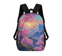 sinyumoney Cherry Blossom Valley Sunset Sac À Dos Enfant, Cartable, Sacs À Dos Scolaires Imprimés En 3D Pour Élèves Du Primaire Et Du Collège, Cadeau D'anniversaire Pour Adolescents 17inch