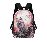 sinyumoney Cherry Blossom Wolf Animal Sacs À Dos Pour Enfants, Sac À Dos Scolaire Imprimé En 3D Pour Enfants, Sac À Dos De Voyage, Sac À Livres Pour Enfants 17inch Sac D'école