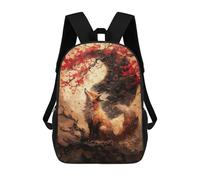 sinyumoney Cherry Fox Yin And Yang Sacs À Dos 17 Pouces Pour Enfants, Sacs D'école Imprimés En 3D Pour Élèves Du Primaire Et Du Collège, Garçons Et Filles